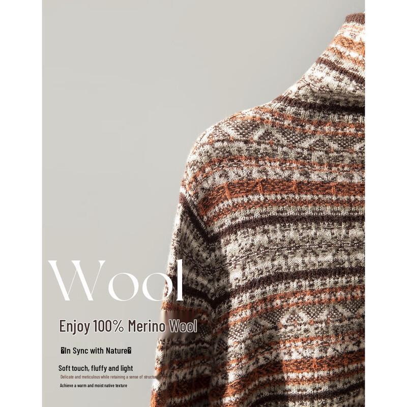 Demana Women's 100% Merino Wool Retro Jacquard Mock Neck Sweater