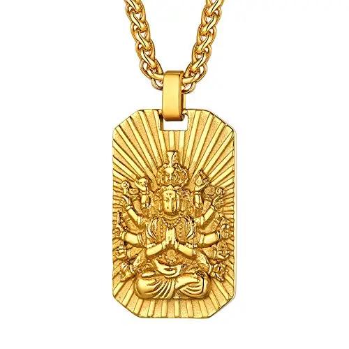 

U7 Buddha Necklaces Tantric Buddhism Jewelry Eight Zodiac Guardian Buddha Pendant Dog Tags Talisman Buddhist Amulet Jewellery 60CM