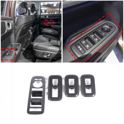 Carbon Fiber ABS Window Lift Panel Switch Cover Trim For Hyundai Santa Fe 2024