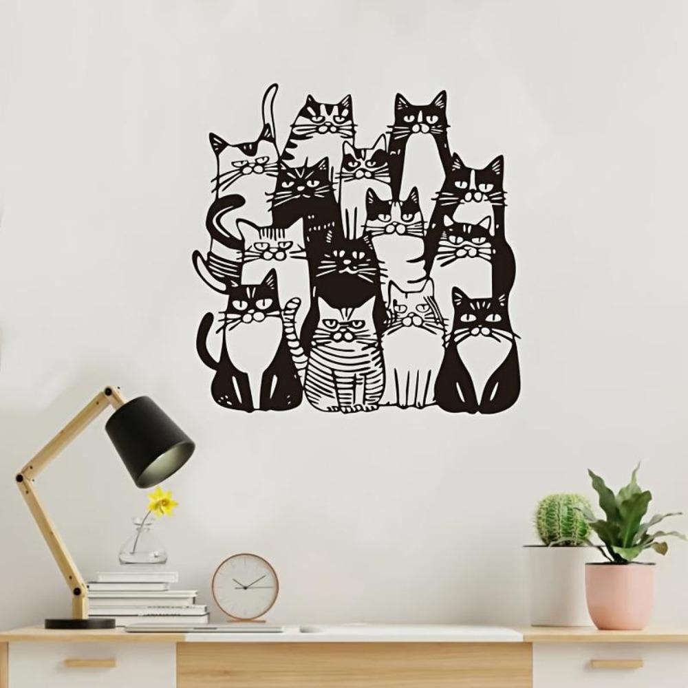 Metal Cat Wall Sculpture Art Decor 3D Pet Shop Home Gift