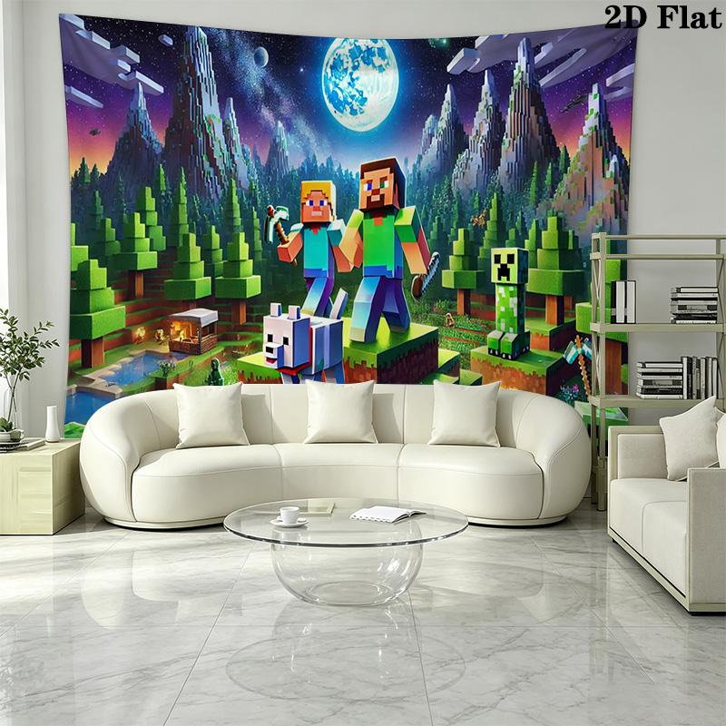 Mine World Building Wall Tapestry Aesthetic Wall Hanging Printed Fabric Blanket Decorative Tapestries for Bedroom Living Room Home Decor
