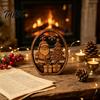Boxwood Christmas Ornaments 3Pcs Santa Claus And Tree Ornaments, Wooden Oval Table Rustic Xmas Tabletop Decor Centerpiece, Solid Wood Desktop Ornament