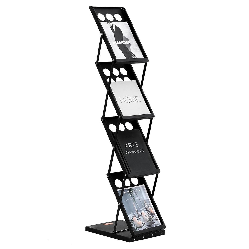 Foldable Magazine Display Rack 4 Pocket Brochure Literature Display Stand