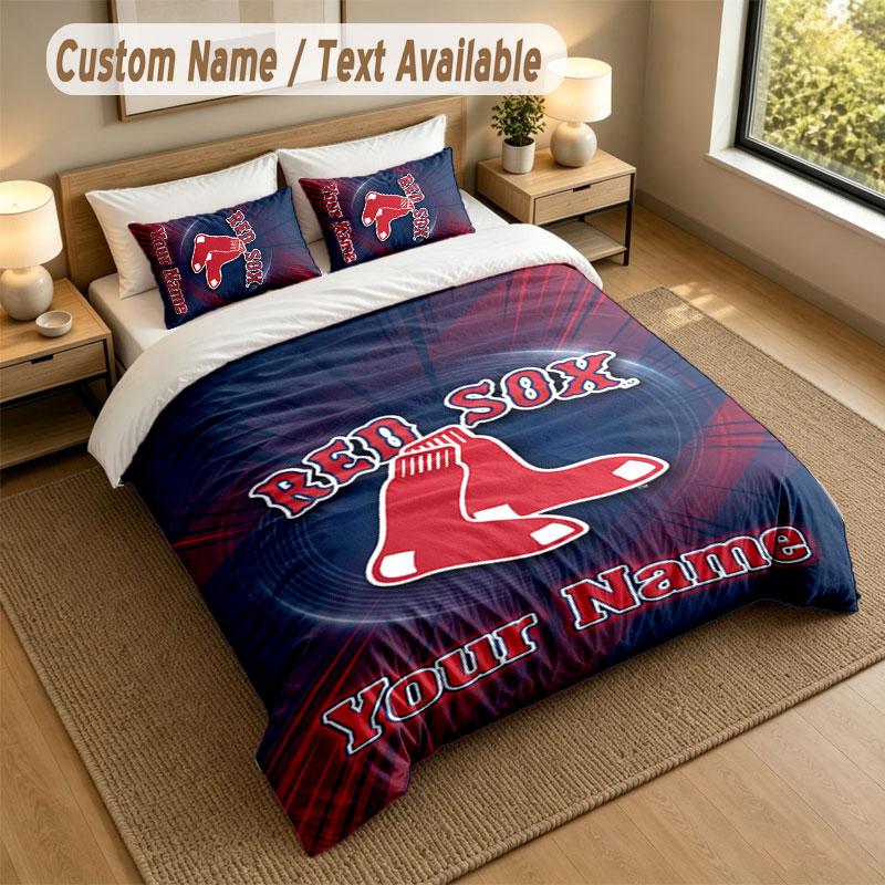 Bedding Set 1 Duvet Cover 2 Pillowcases Boston Red Sox Print Soft Bed Linen Bedroom Decor