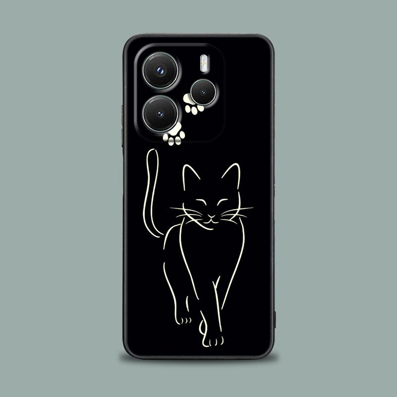 Phone Case for Xiaomi Redmi 15C 14C 12C 13C Redmi Note 15 14 13 12 11 10 Pro Plus 5G 12S Silicone Cover Funny Cute Cat Line Art