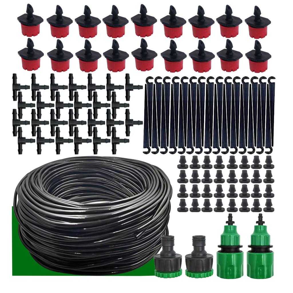 Micro Drip Irrigation System Portable 20m Automatic Watering with Adjustable Drippers Misting Watering Kits Garden Hose