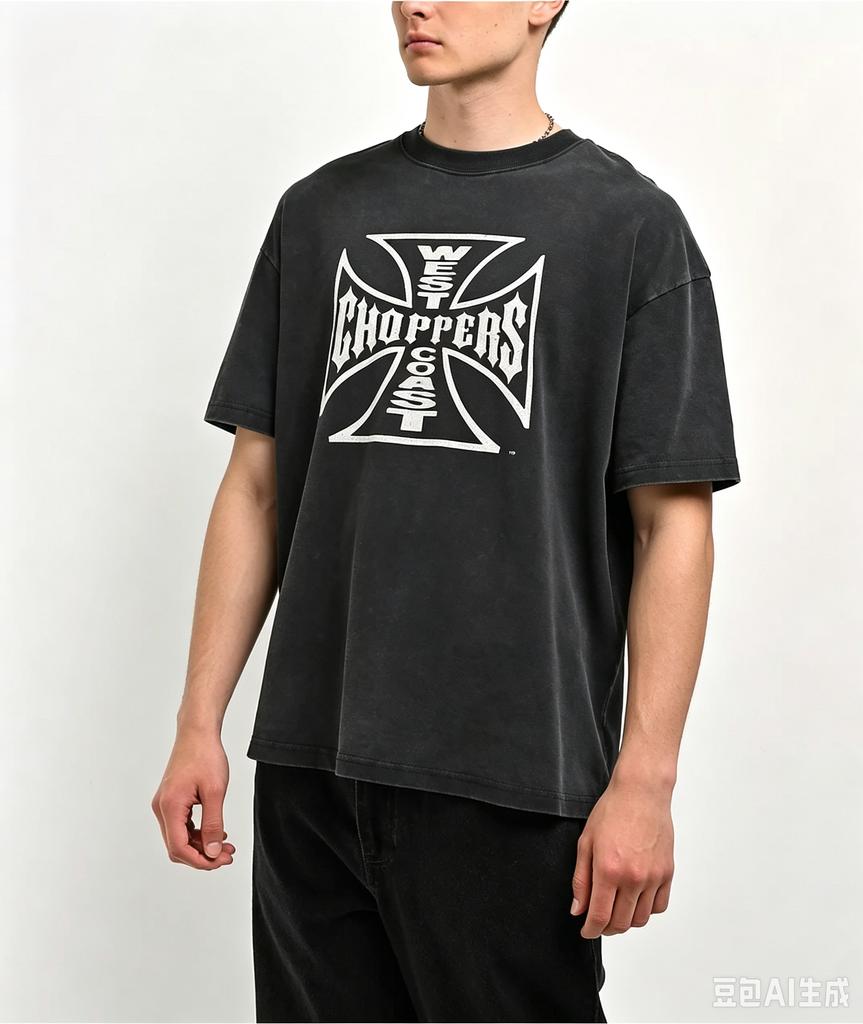 Prané Nadměrné West Coast Choppers Stínovaný Grafický Tričko Dámské Pánské Ležérní Volné Bavlněné Retro Streetwear Krátký Rukáv Dámské Pánské Oblečení
