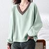 NaVaVa Women Casual Color Block V Neck Long sleeVe Sweatshirt Nt2973