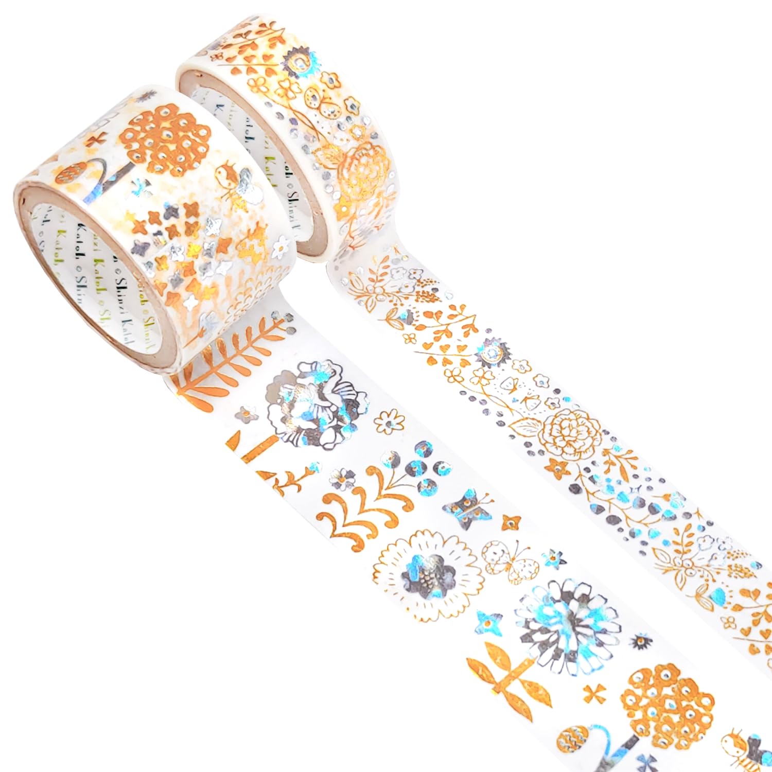 

Фольгированная сверкающая маскировочная звезда 2 рулона Цветы от Shinzi 3м рулонная лента для запечатывания, сделано в Японии, двухцветная лента, Акари, Набор, Като, (ks-dt-20106)