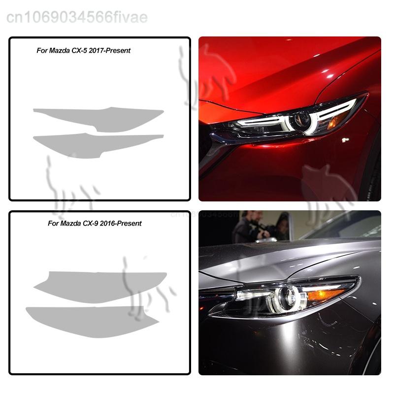 For Mazda 3 6 CX-3 CX-5 CX-9 2 Pcs Car Front Light Transparent TPU Sticker Headlight Protective Film Accessories IUE2