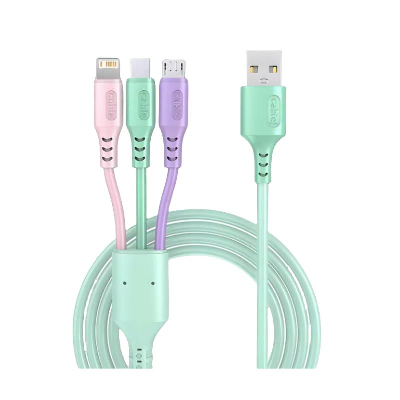 3 In 1 Super Fast Charging Cable For iPhone15 14 13 12 11 X Pro Max Micro USB Type-C Phone Charger USBC Data Cable