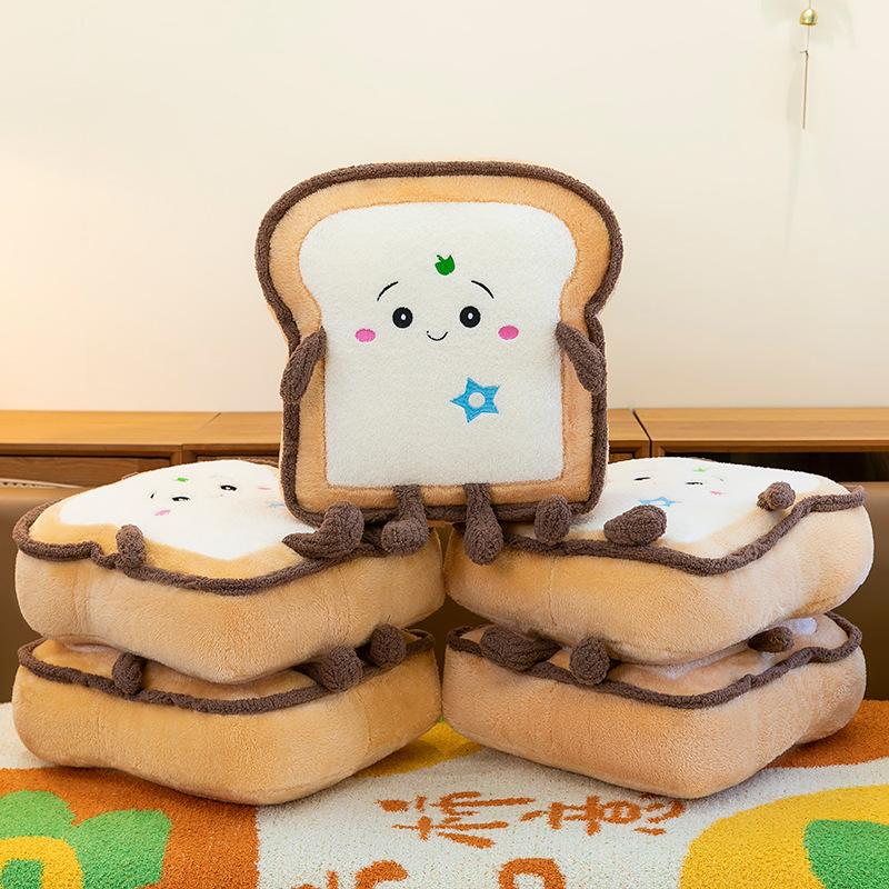 Creative Cute Toast Bread Pillow for Girls Sleeping Plush Toys Doll Office Artifact Sitting Cushion