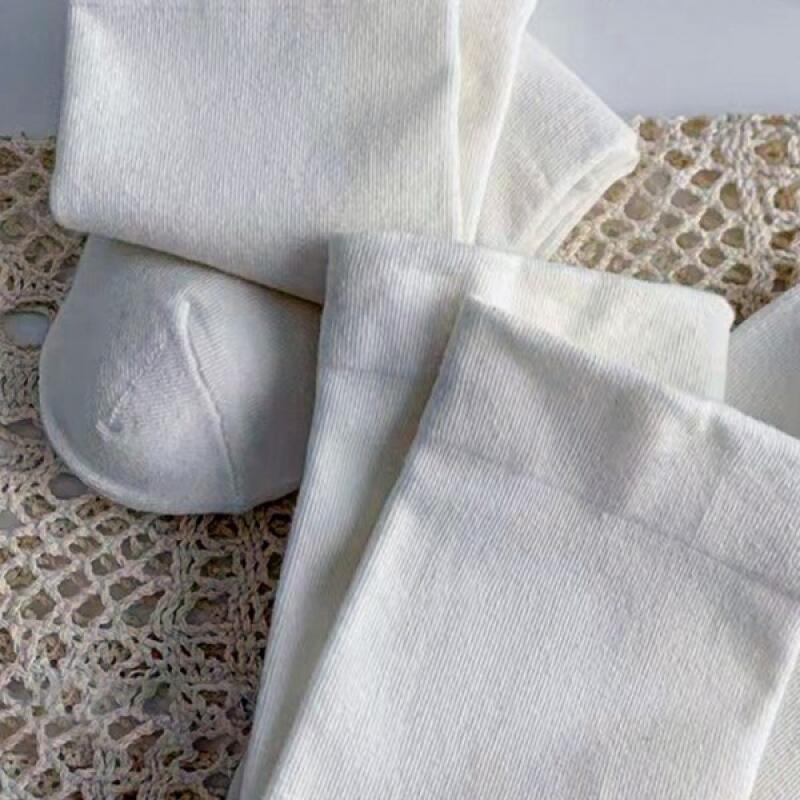 Simple Women s Medium Socks 10 Pair Set White Student Socks 00WH-White