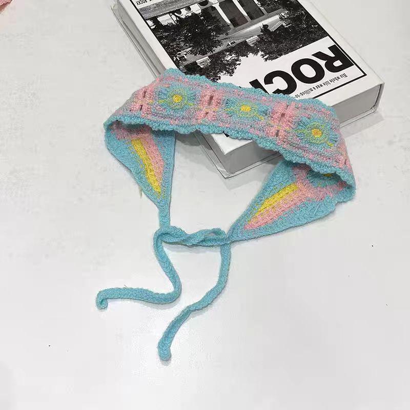 Ręcznie robiona szydełkowa trójkątna chusta na głowę: Francuski Retro, Wszechstronny, Styl Pastoralny