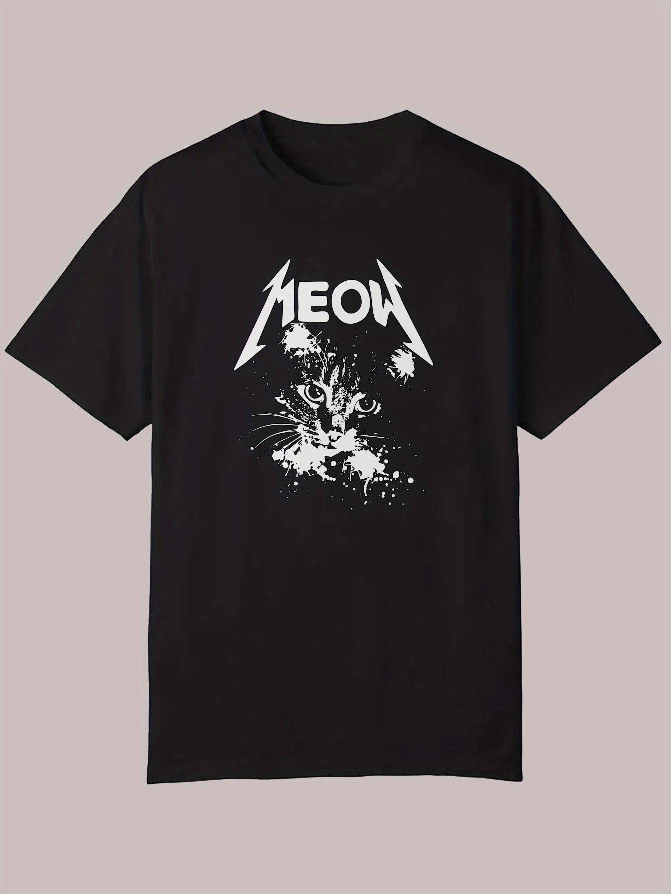 Casual Summer Graphic T-shirt - MEOW Cat Design M