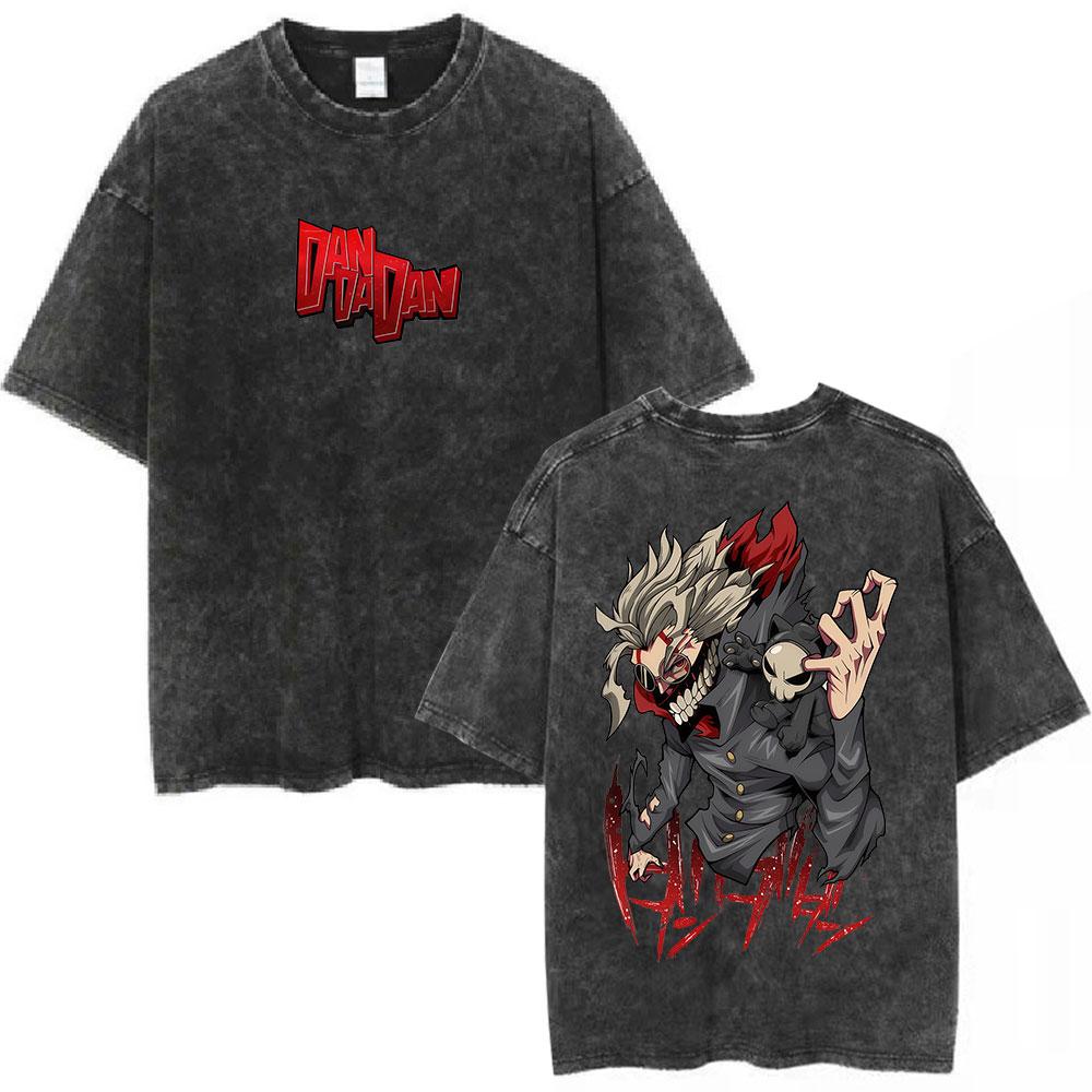 Anime Dandadan Ken Takakura Okarun Tshirt Men Women Fashion Vintage Washed Short Sleeve T Shirts Cotton Oversized Tshirts