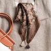 Retro literary and artistic lace cotton and linen small square scarf silk scarf women's spring, autumn and winter small scarf spring and autumn velvet