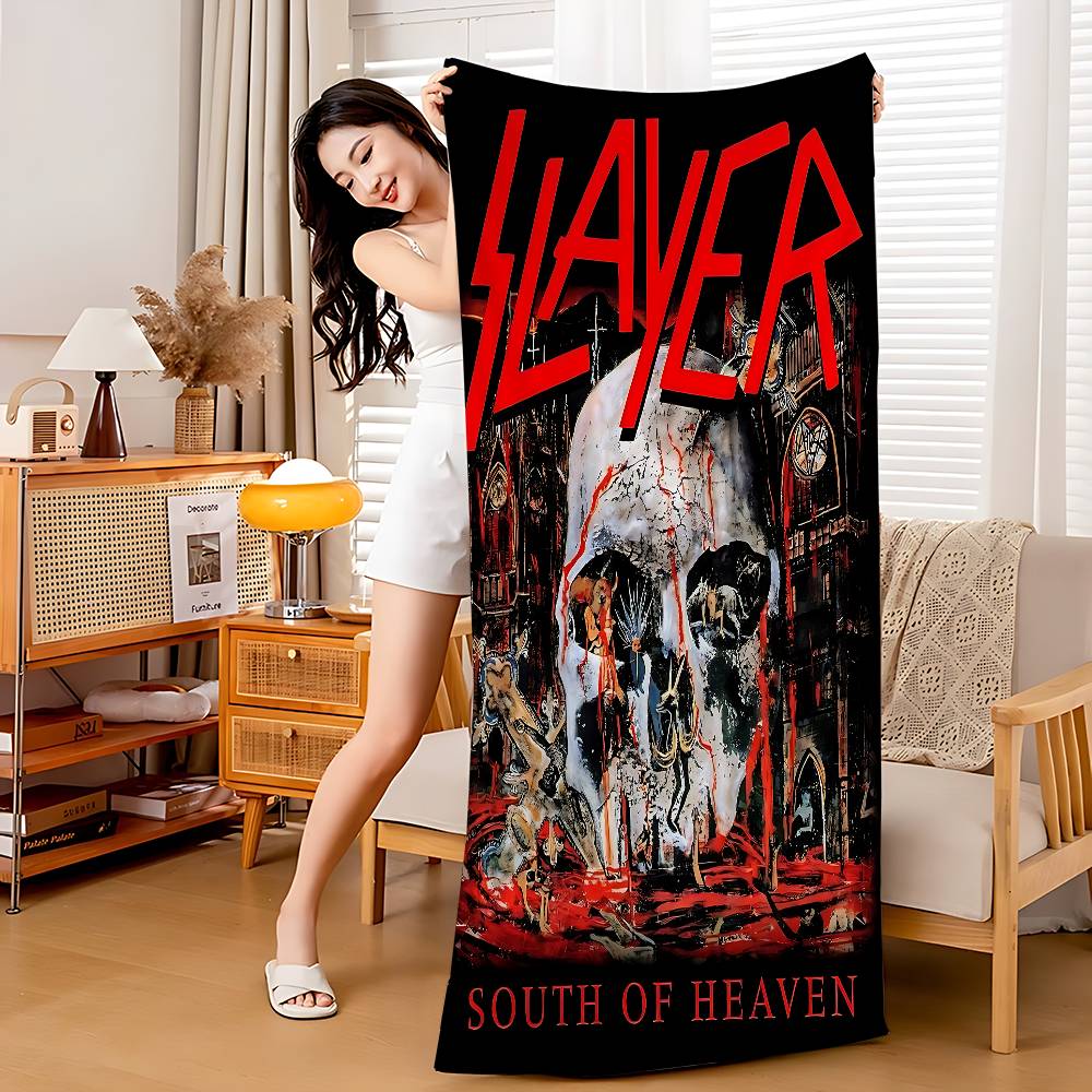 

Heavy Metal Rock Band S-Slayer Microfiber Blanket Quick Drying Beach Towels Oversized Printing Super Absorbent Pool Towel W30*H60(CM)