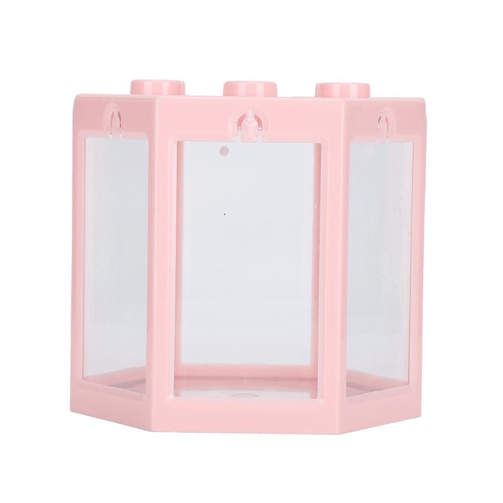 Small Hex Shape Fish Tank Desktop Plastic Fish Aquarium Decoration for Office/HomePink