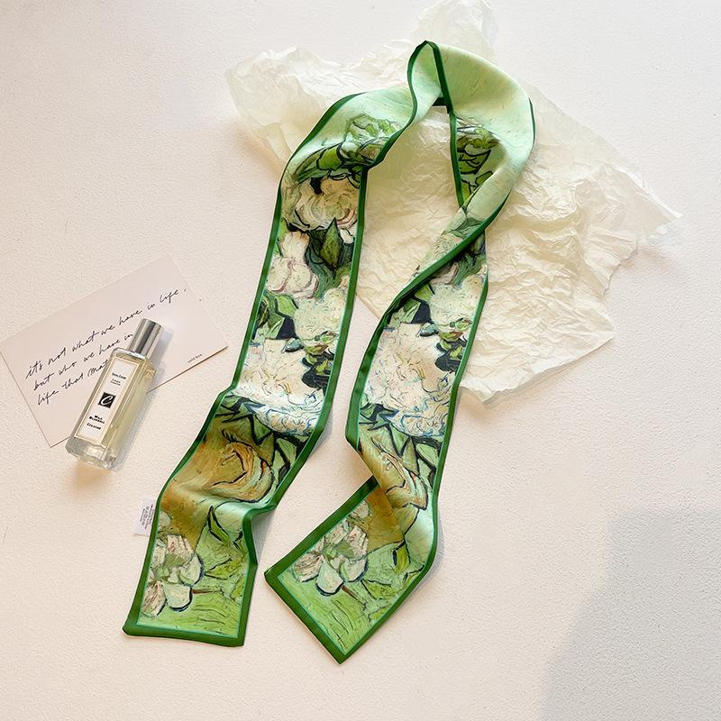 Cashew flower silk scarf, double-sided printed headband, ins decoration, versatile triangle scarf accessories