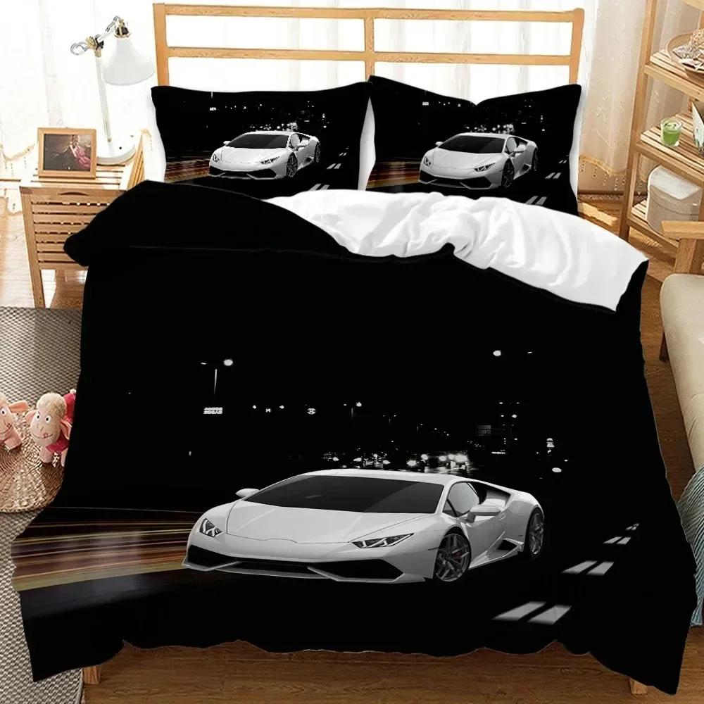 Race Car Bedding Set Boys Extreme Sports Duvet Cover Set Cool Car Comforter Cover Car Sports Queen Size Polyester Quilt Cover