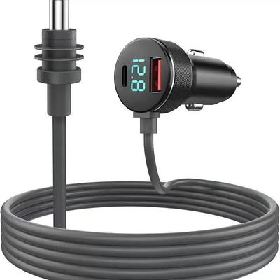 High-Power Mini Car Charger with Digital Display & Waterproof Three-in-One DC Power Cord