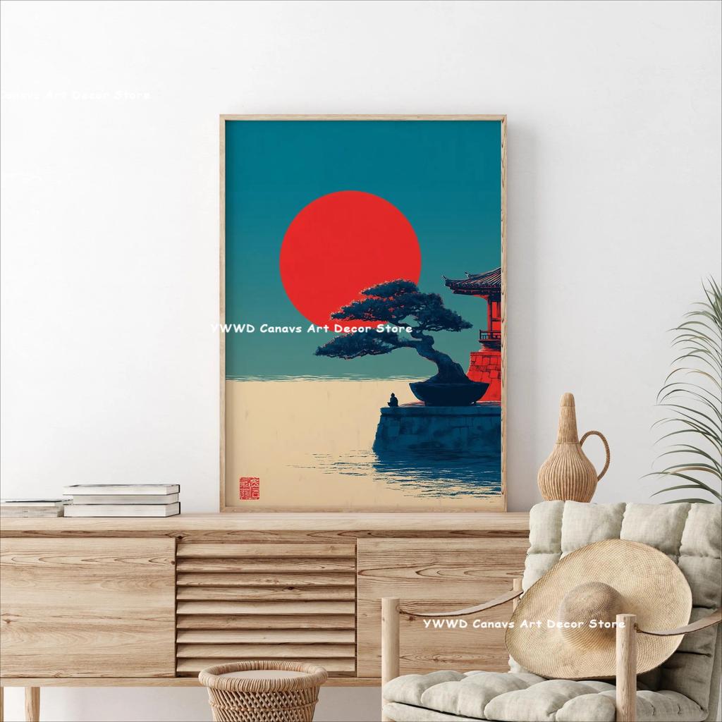 Tokyo Street Cherry Blossom Tourism Canvas Print Poster Japan Mount Fuji Sunrise Landscape Pagoda Wall Art Poster for Home Decor