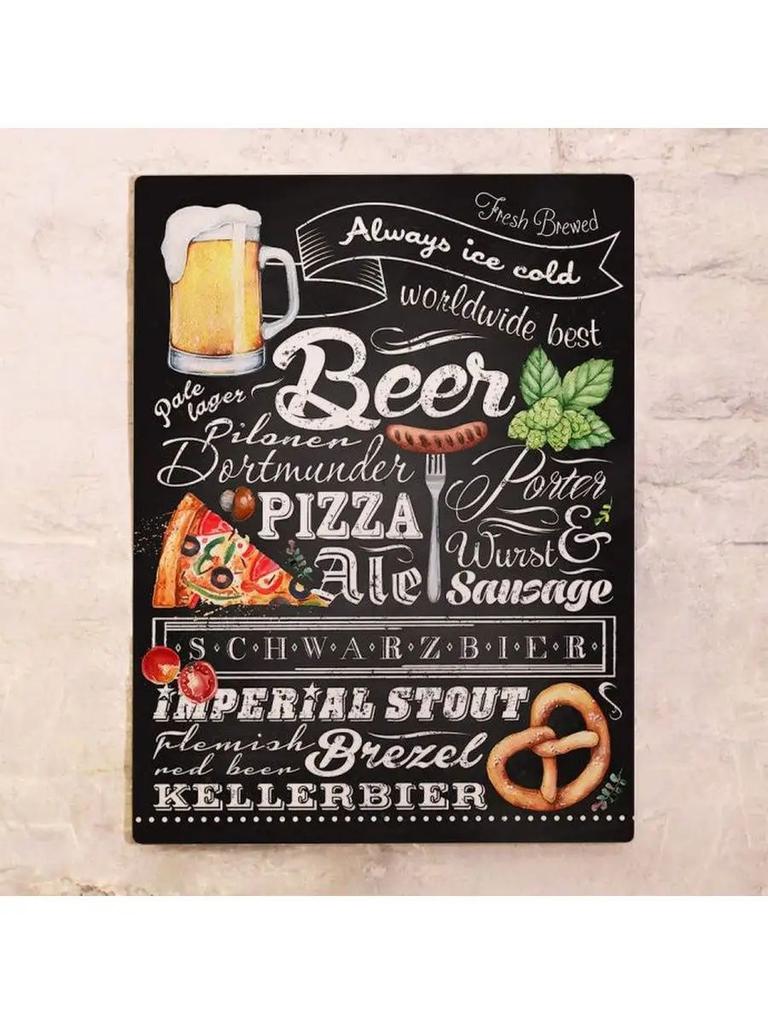 Beer and Snacks Tin Sign 20x30cm, Vintage Pub Wall Art Decor