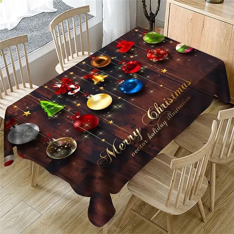 Waterproof Santa Claus Snowman Merry Christmas Anti-stain Tablecloth Table Cloth Cover For Kitchen Decor Party Decoration