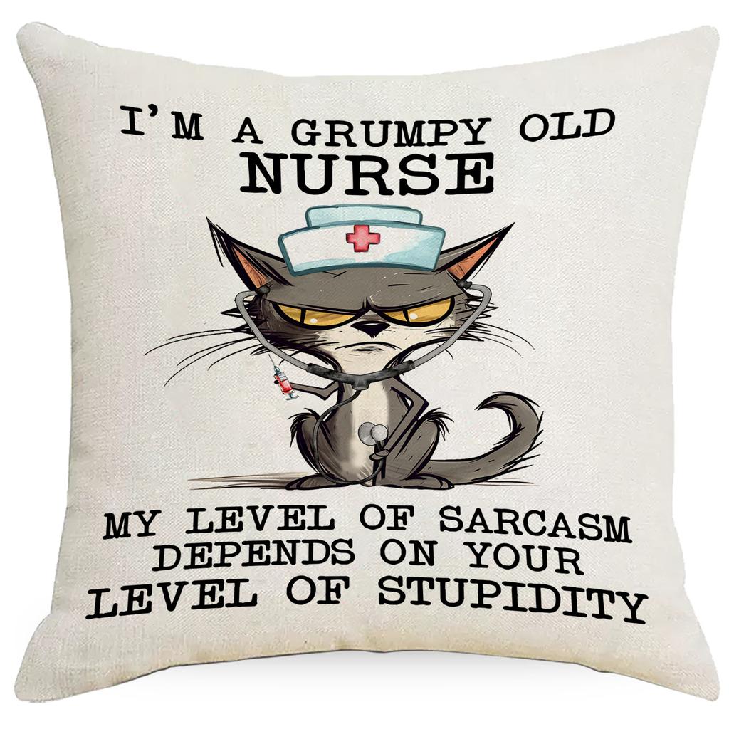 Funny Cat Animal Linen Printed Pillowcase Home Sofa Cushion Pillowcase Decoration