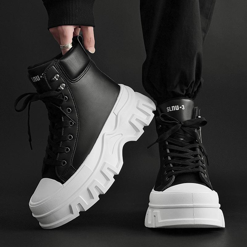SLNU3 new shoes thick sole heightening leather surface leisure sports high top cross-border large size shoes