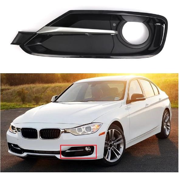 Left Right Front Bumper Fog Light Lamp Cover Bezel Grille W/Chrome Trim Compatible with BMW 3 Series F30 F31 11-17 51117300737 51117300738(Pair)