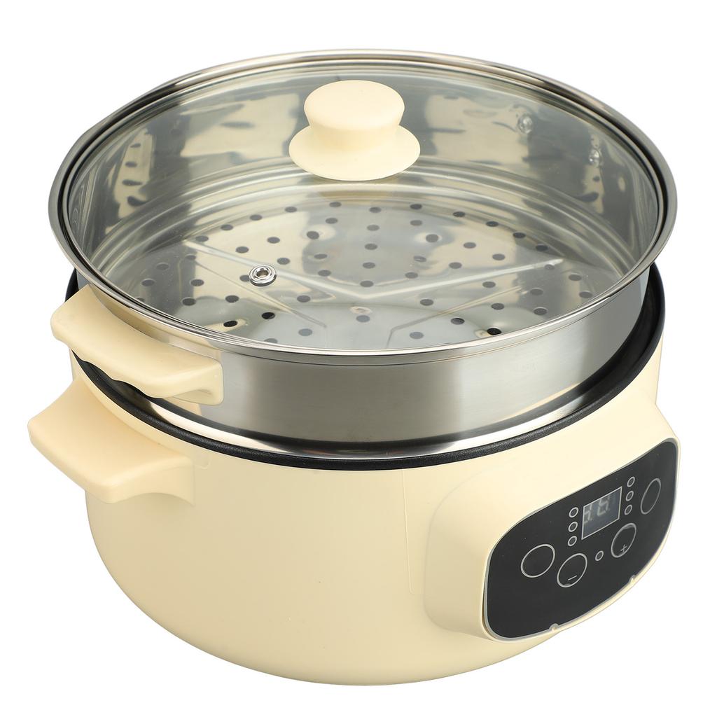 26cm Electric Pot Khaki Anti Stick Smart Reservation Temperature Control Anti Dry Burn Electric