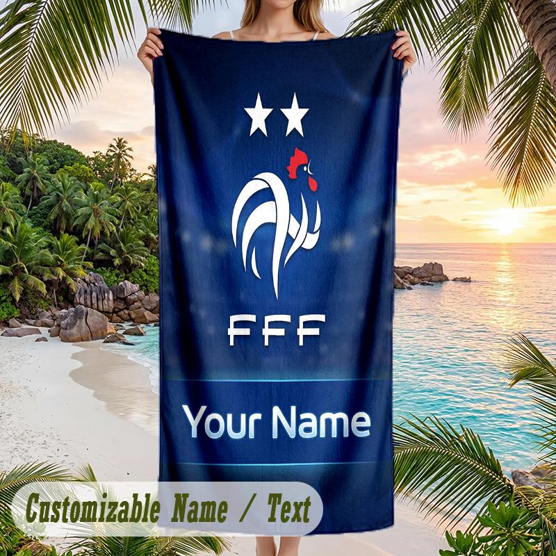 Beach Towel France national football team Print Custom Name Text Soft Towel for Swimming Pool