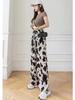 Women's Summer Ink Wash Tie-Dye Wide-Leg Ice Silk Pants