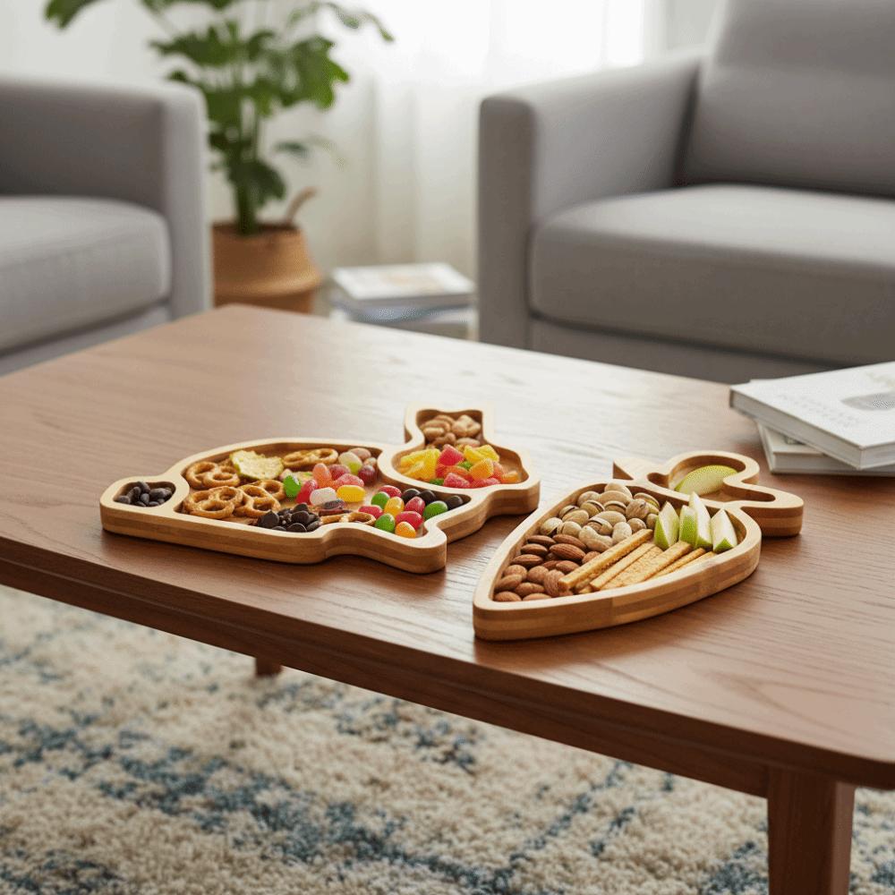 Rustikaler Snack-Servierteller Kaninchen Trockenfrüchte Teller Holz Servierplatte Abendessen Servieren