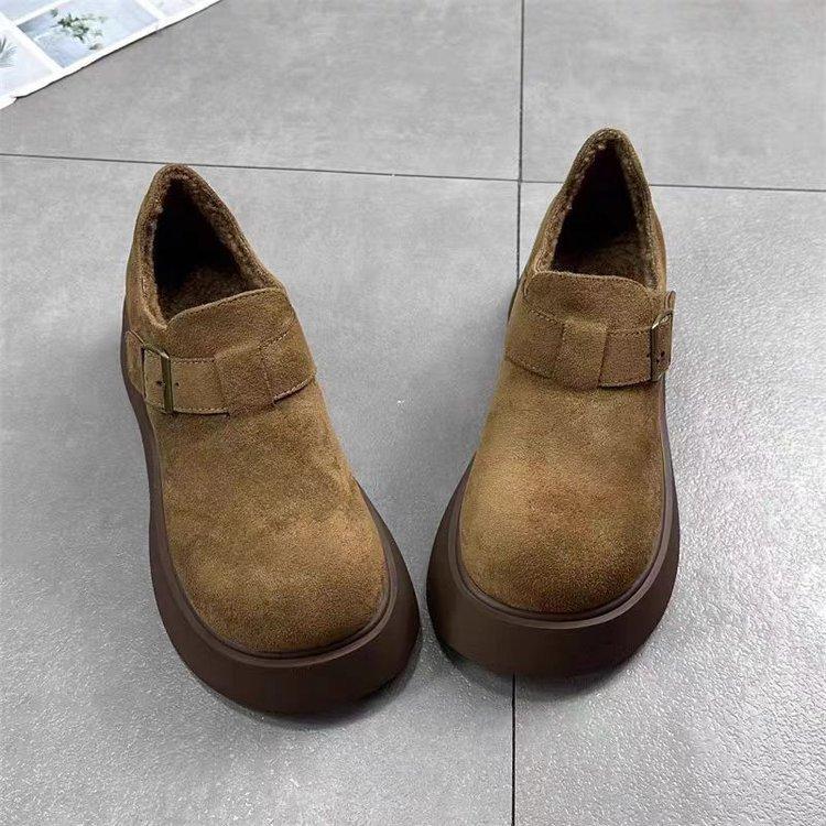 

Women s Snow Boots Round Toe Fleece Lined Thick Bottom Platform Shoes Rubber Sole Summer Casual Solid Color Adult Footwear 40