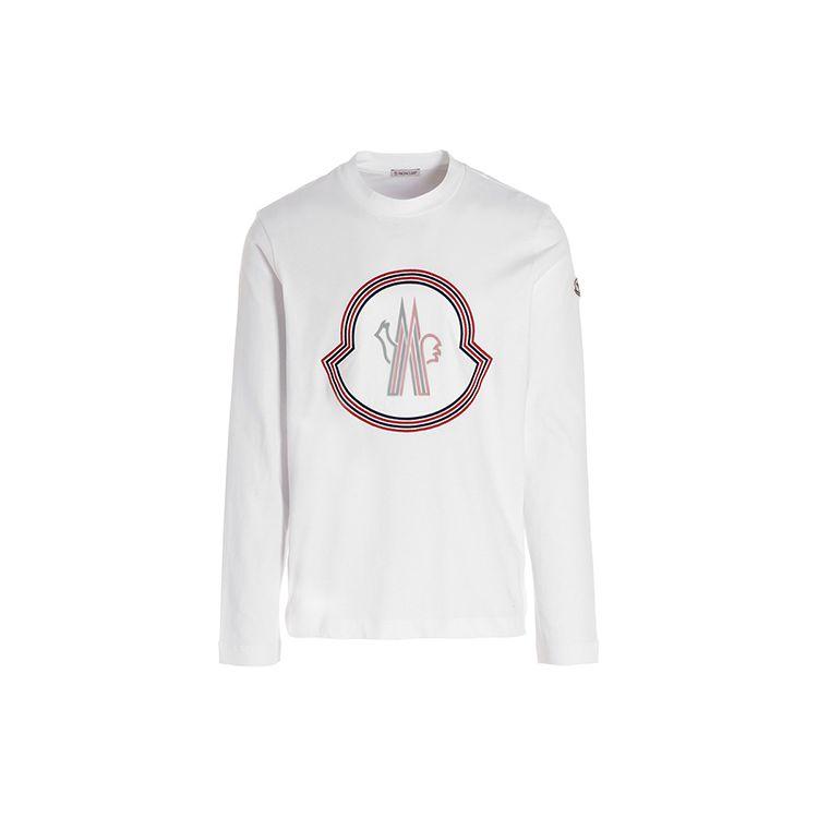Moncler Geometrisch Patroon Pullover Ronde Hals Lange Mouwen T-shirt Heren Tops Wit 8D000058390T001 XXL