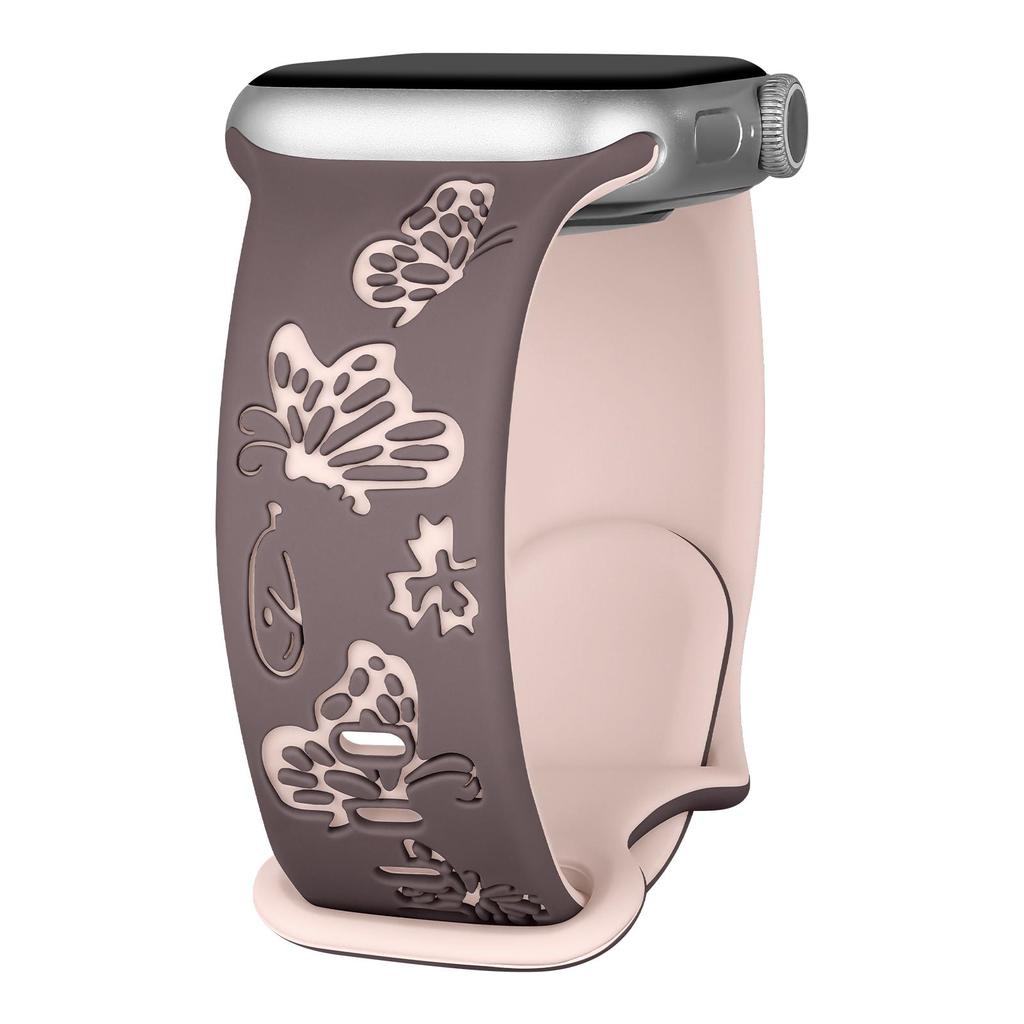 Cute Carved Butterfly Soft Silicone Strap For Apple Watch Ultra 2 49mm S11 S10 42mm 46mm For iWatch SE 9 8 7 6 5 4 3 38mm 45mm