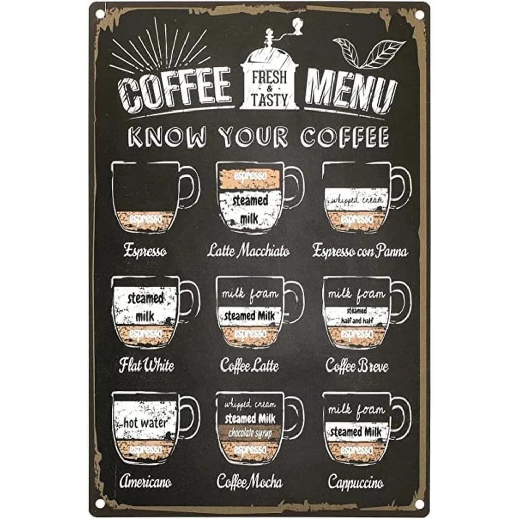 Vintage Coffee Metal Tin Sign Plaque Plate Retro Wall Art Poster For Cafe Bar Pub Kitchen Man Cave Club Iron Painting Decoration
