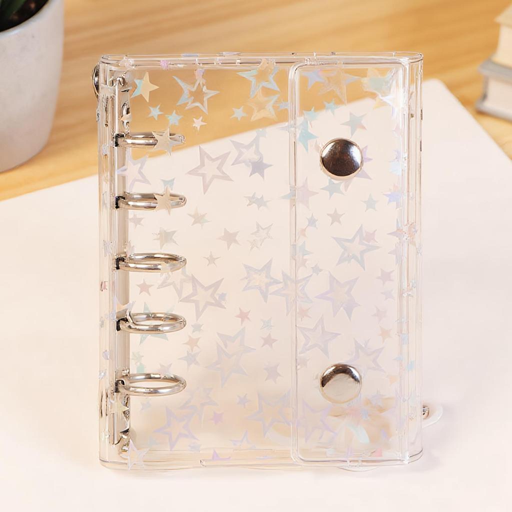 Personal Organizers Protection Binder Sleeves PVC Personal Journal Storage Binder With Star Pattern for Teens Girls Youth Kid