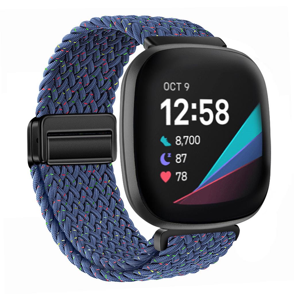 Nylon Braided Loop Strap For Fitbit Versa 4/3 Adjustable Metal Magnetic Bracelet Wristband For Fitbit Sense 2/1 Band Accessories