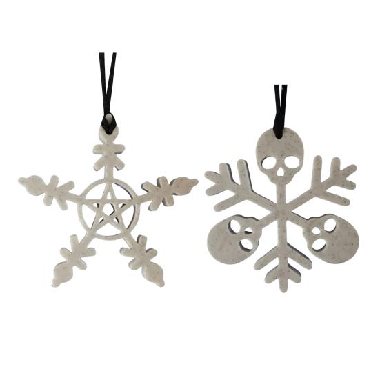 Skull Snowflake Ornament 3D Printed Gothic Snowflake Xmas Tree Hanging Decoration for Tree Window Holiday Decor