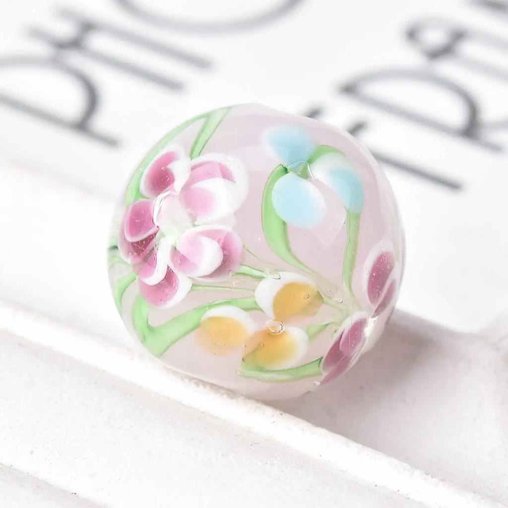 2 buc 20mm Margele Rotunde Mari Handmade Floare Lampwork Sticlă Margele Libere pentru Accesorii de Fabricare Bijuterii DIY Artizanat Descoperiri