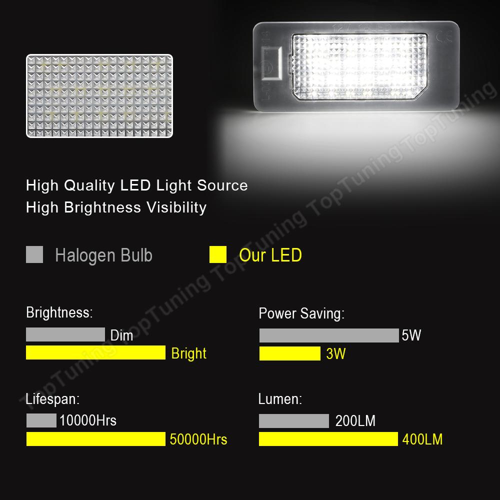 For Skoda Rapid Yeti Octavia 3 Superb B6 Fabia 2PCS LED Number License Plate Light Lamp For VW Golf 6 7 MK6 MK7 Passat B6 6000K белый