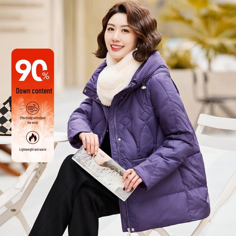 Женская утепленная пуховая куртка Pasite большого размера с капюшоном 2XL