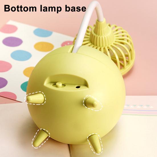 Desk Lamp Small Fan with Adjustable Bendable Pole Stable Base Quiet Motor Cartoon Chick Rabbit Design Dorm Room Fan Light