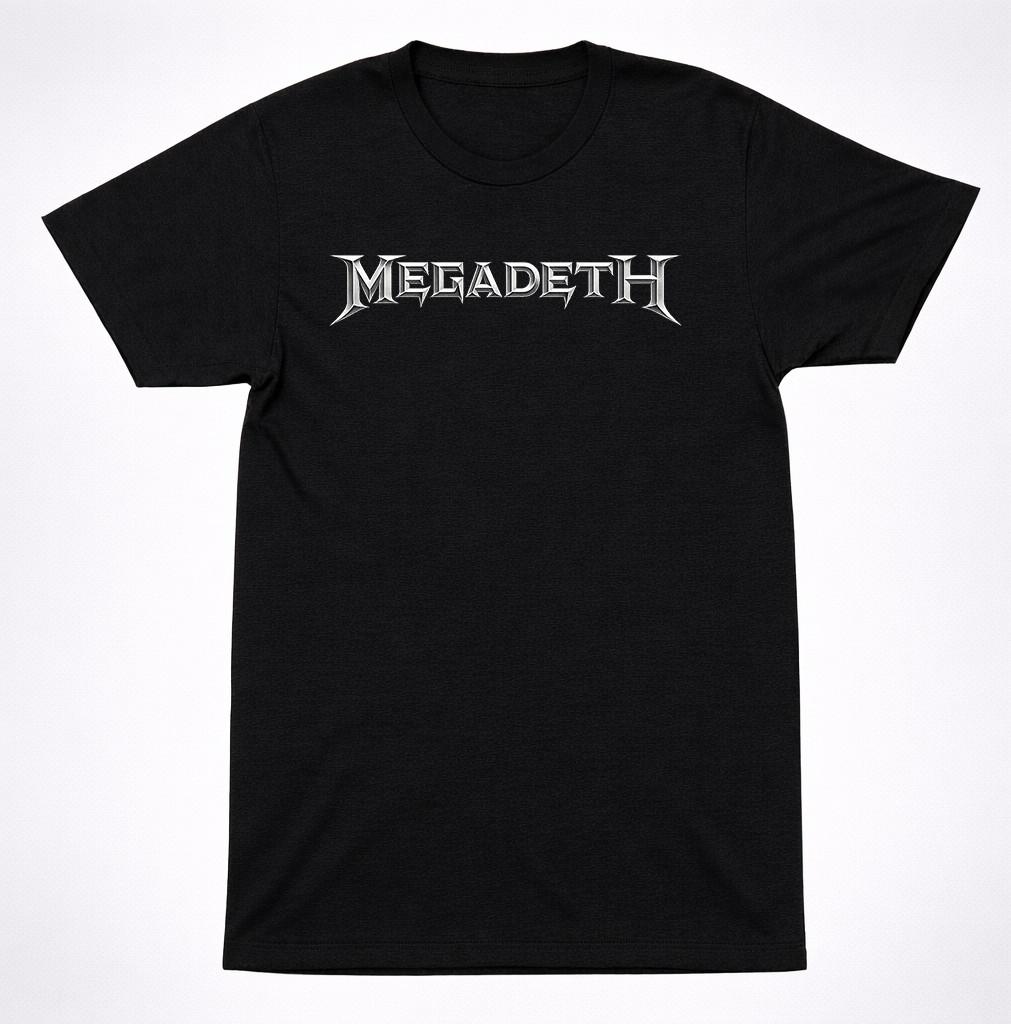 Maglietta Logo Megadeth Band Thrash Metal Musica Pesante Maglietta Nera Grafica