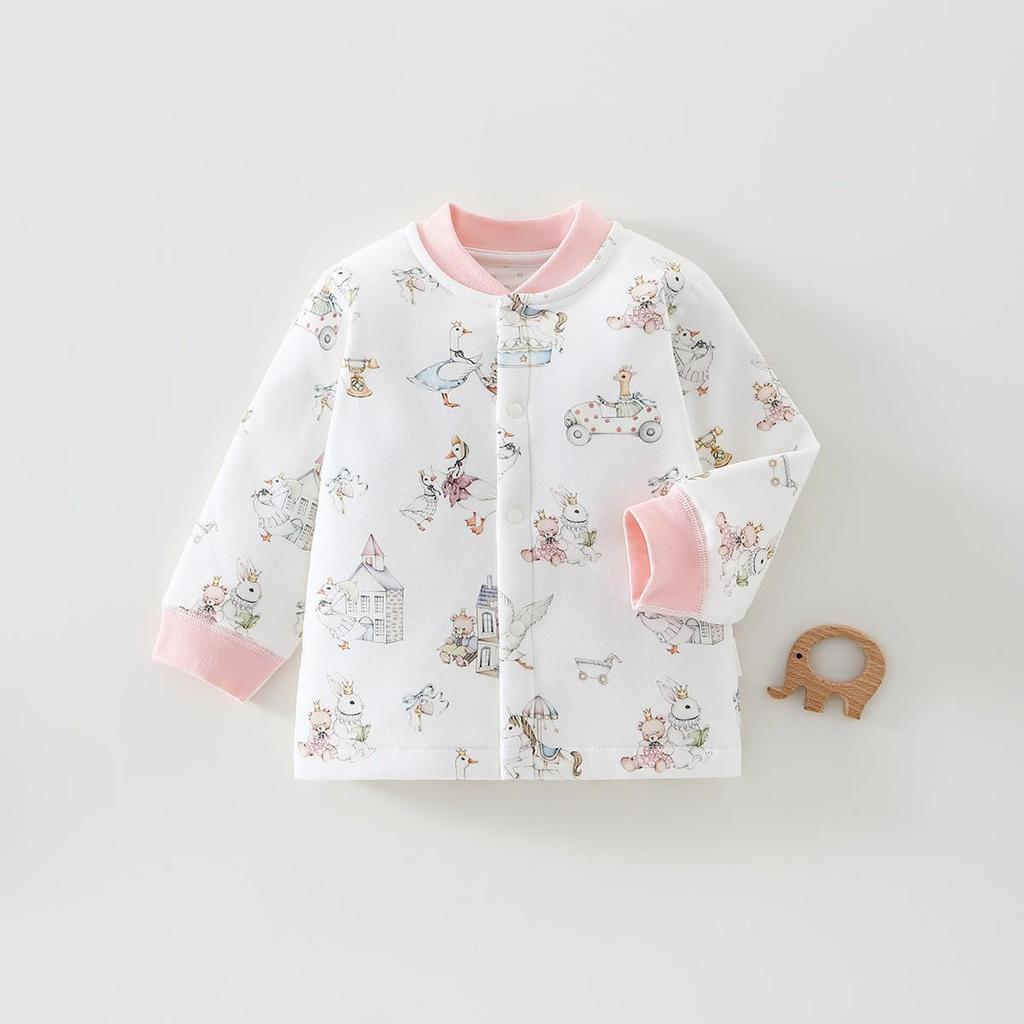 Unisex Baby Cartoon Jacket - Lightweight 60g Cotton, Two-Button, Seamless, Warm Outerwear for Autumn Outings.