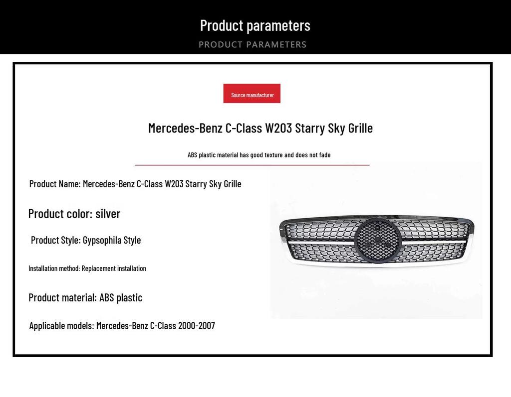 2000-2007 Mercedes-Benz C-Class W203 Star Style Grille Replacement